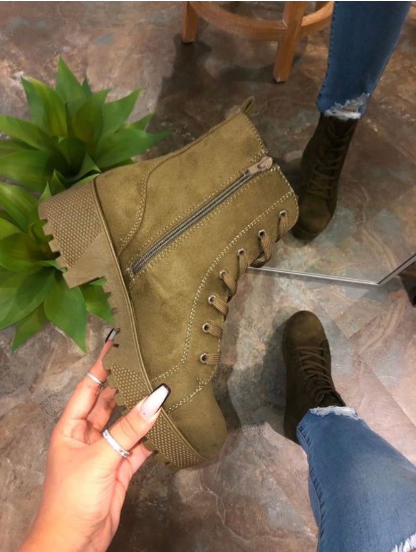 Olive combat boots